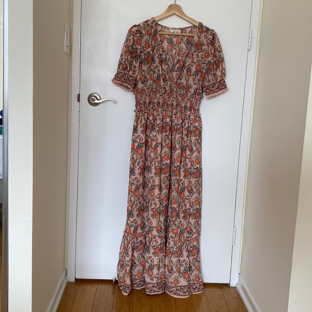 Max Studio Cap Sleeve Floral Maxi Dress